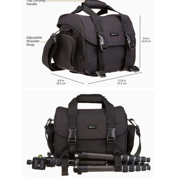 Amazon Basics Large DSLR Gadget Bag, Black with Orange Interior, Solid - Picture 1 of 12